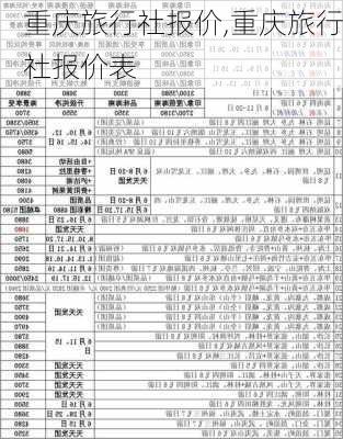 重庆旅行社报价,重庆旅行社报价表