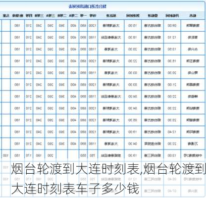 烟台轮渡到大连时刻表,烟台轮渡到大连时刻表车子多少钱