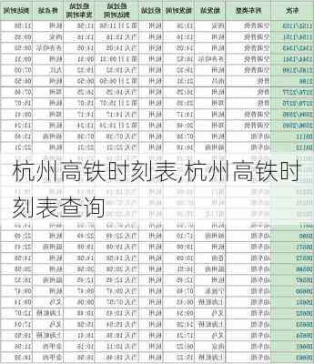 杭州高铁时刻表,杭州高铁时刻表查询