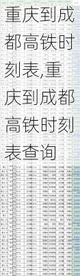 重庆到成都高铁时刻表,重庆到成都高铁时刻表查询