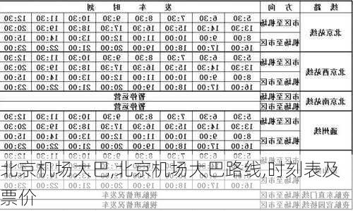 北京机场大巴,北京机场大巴路线,时刻表及票价