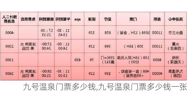 九号温泉门票多少钱,九号温泉门票多少钱一张