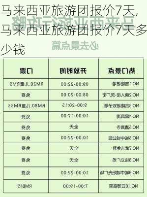 马来西亚旅游团报价7天,马来西亚旅游团报价7天多少钱