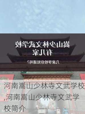 河南嵩山少林寺文武学校,河南嵩山少林寺文武学校简介