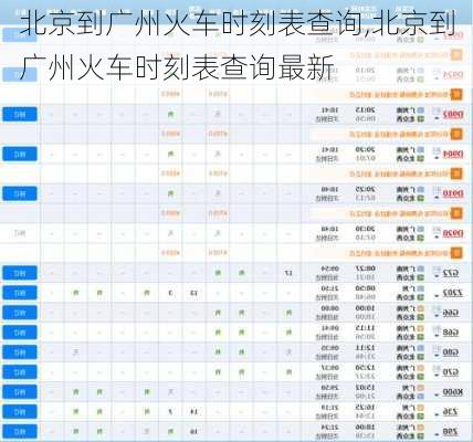 北京到广州火车时刻表查询,北京到广州火车时刻表查询最新