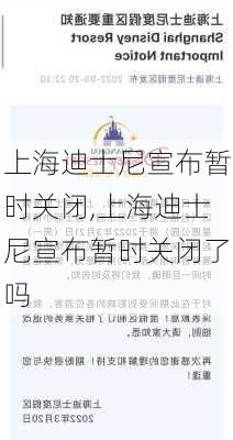 上海迪士尼宣布暂时关闭,上海迪士尼宣布暂时关闭了吗