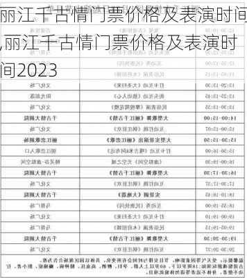 丽江千古情门票价格及表演时间,丽江千古情门票价格及表演时间2023