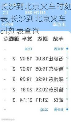 长沙到北京火车时刻表,长沙到北京火车时刻表查询
