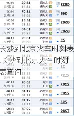 长沙到北京火车时刻表,长沙到北京火车时刻表查询